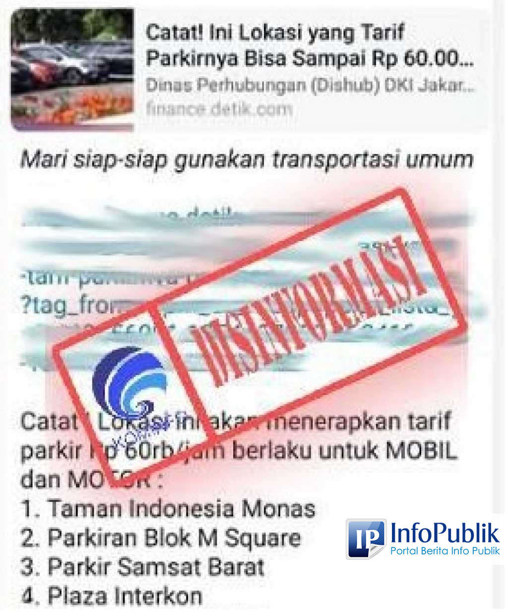 InfoPublik CEK FAKTA Tarif Parkir Terbaru Di Jakarta Capai Rp60