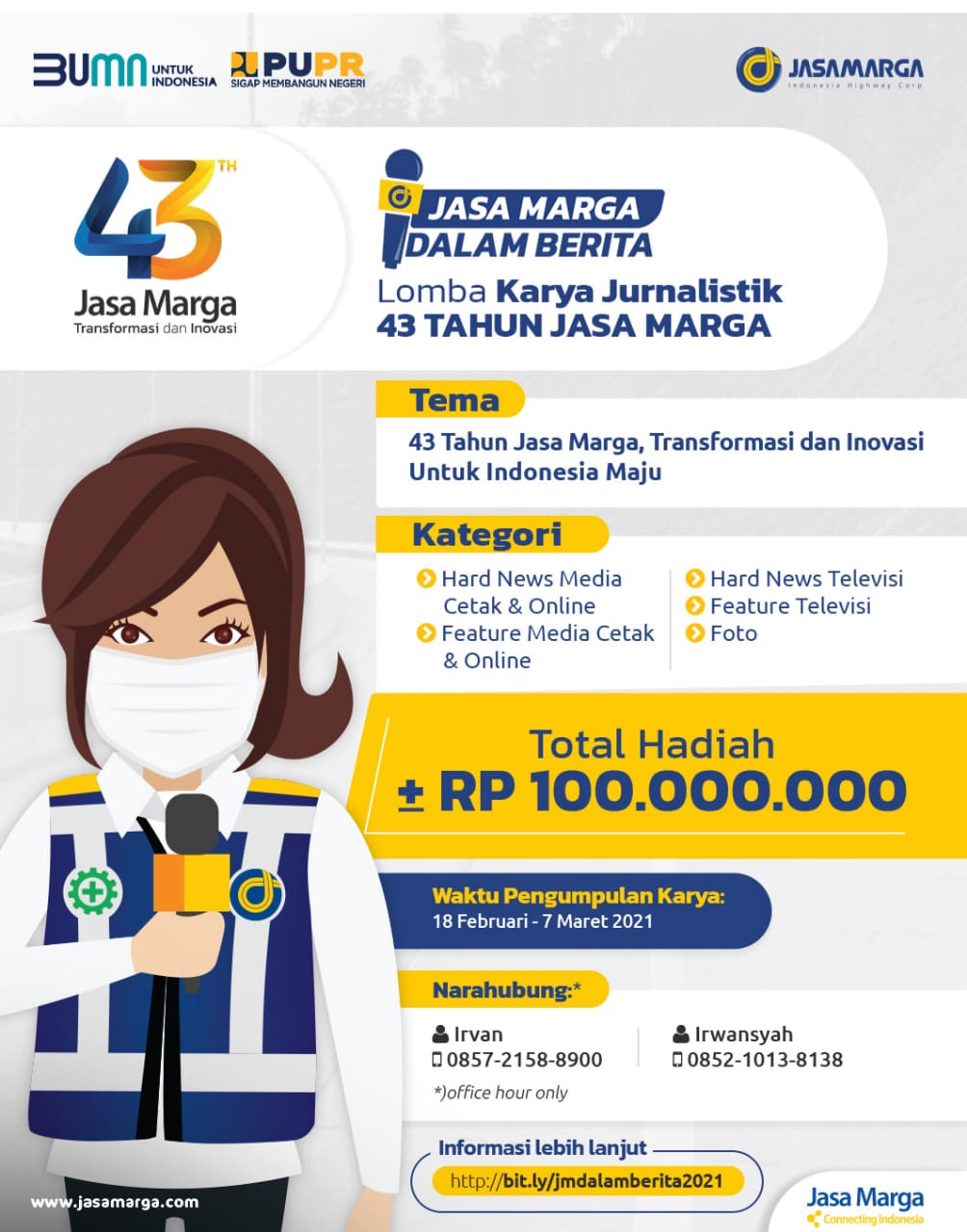 InfoPublik Jasa Marga Gelar Lomba Karya Jurnalistik Peringati HUT Ke 43