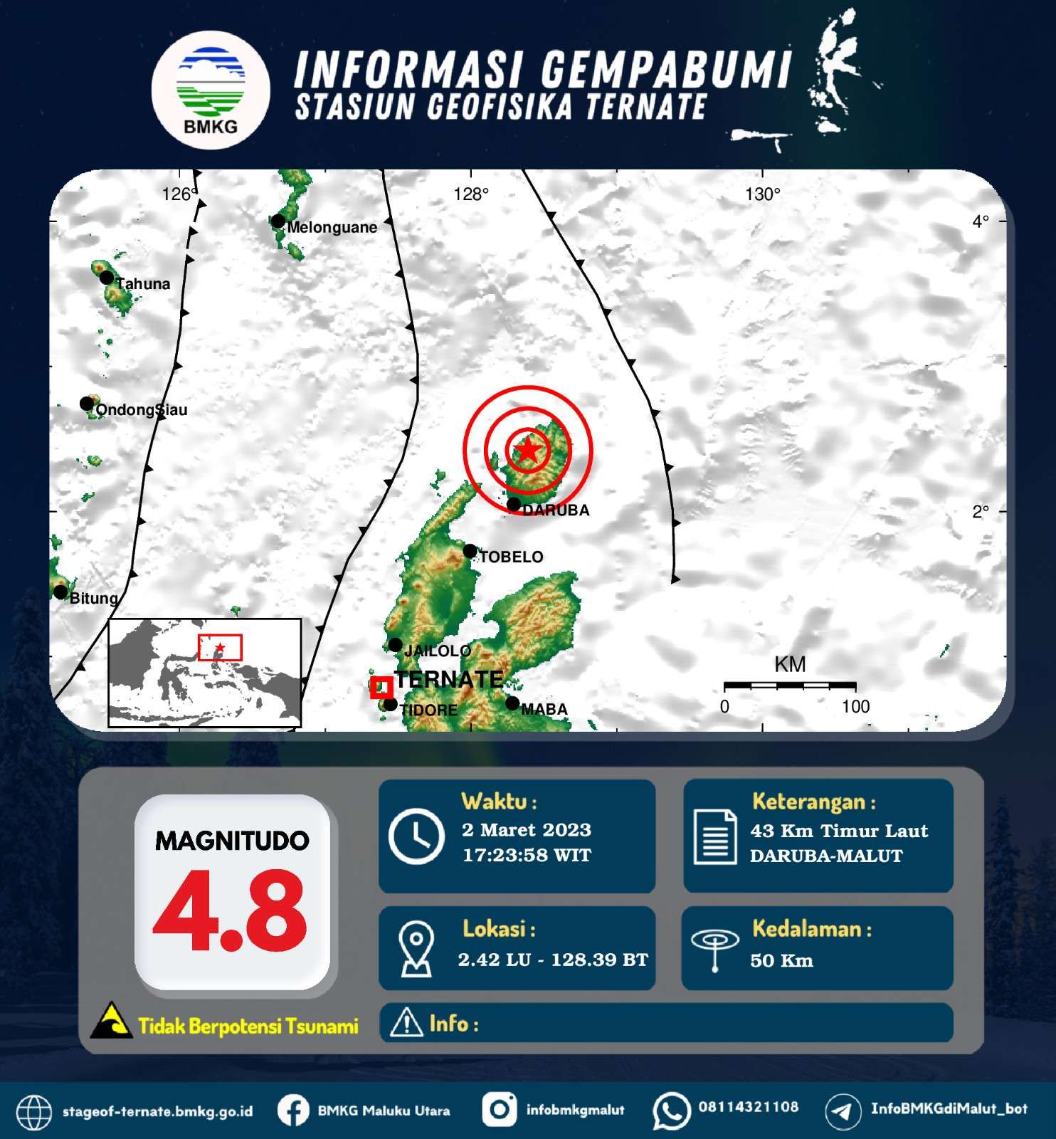 Infopublik Gempa Bumi Tektonik Magnitudo 4 8 Guncang Morotai