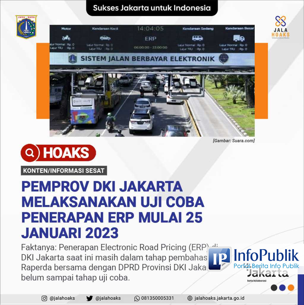 InfoPublik - [CEK FAKTA] DKI Jakarta Uji Coba Penerapan ERP Pada 25 ...