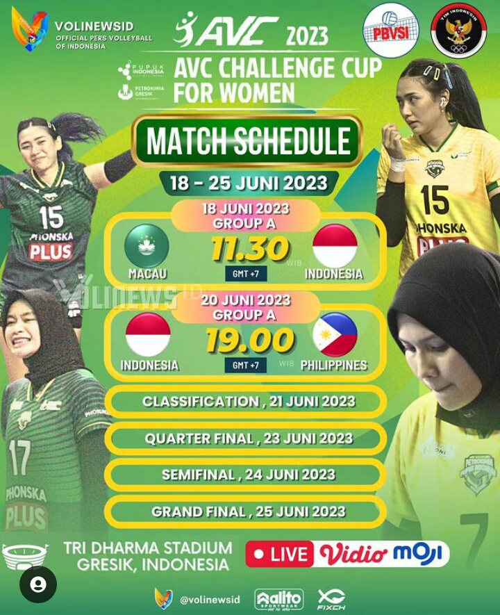 Infopublik Timnas Voli Putri Indonesia Dan Makao Awali Avc Challenge Cup For Women 2023 