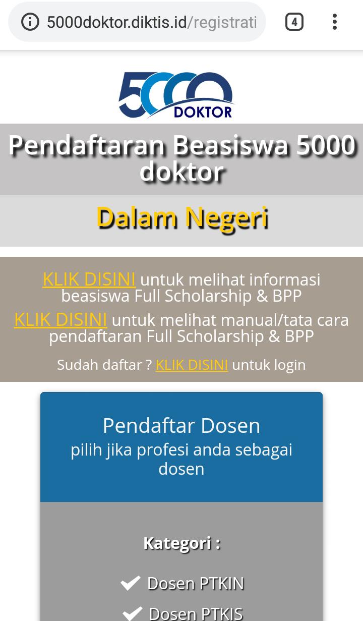 Pengumuman Seleksi Administrasi Program 5000 Doktor