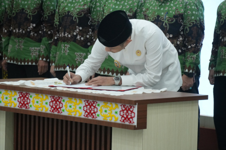 TANDA TANGANI BERITA ACARA PELANTIKAN PD DMI KECAMATAN