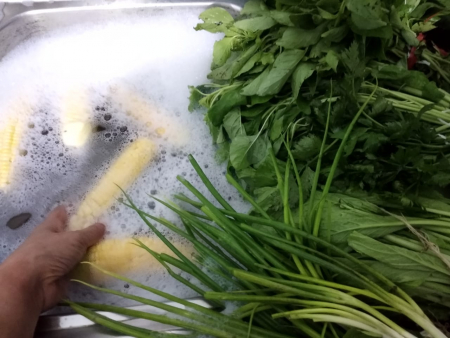 CUCI SAYUR DENGAN ANTISEPTIK