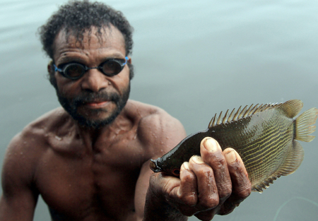 MENANGKAP IKAN DENGAN ALAT TRADISIONAL DI DANAU SENTANI