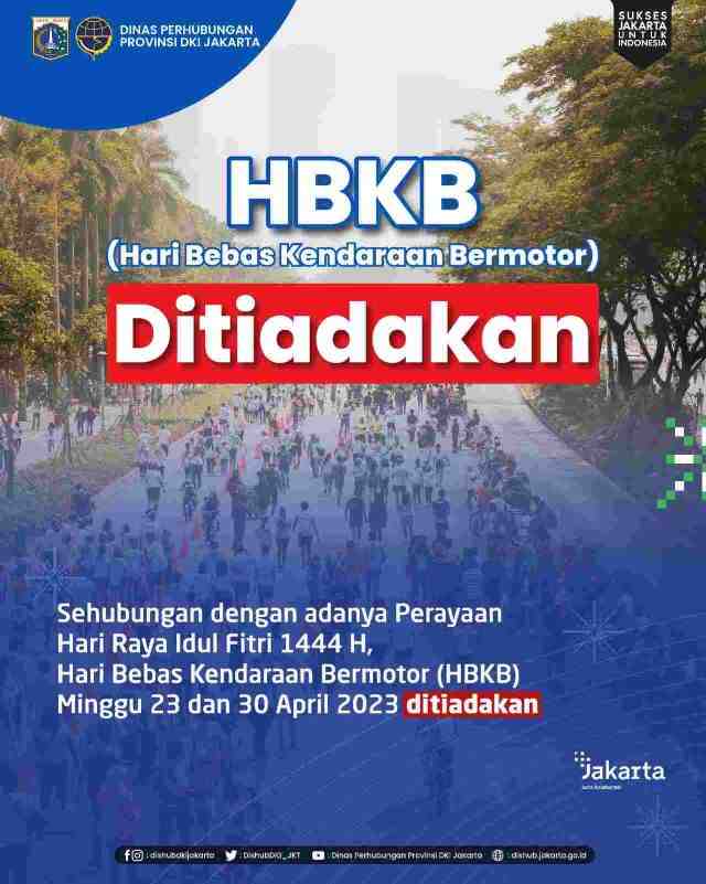 Pemprov DKI Jakarta Tiadakan HBKB saat Hari Raya Idulfitri 1444 H