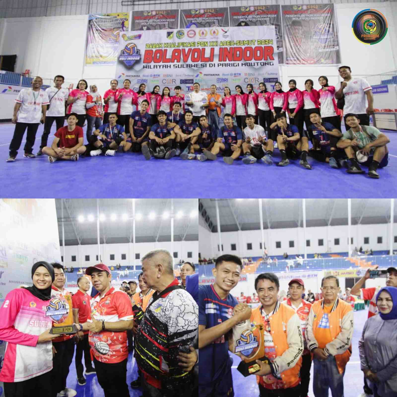 Atlet Vollyball Indoor Putra – Putri Sulteng Lolos PON XXI Aceh – Sumut : Bupati dan Wakil Bupati Parimo Serahkan Piala Kepada Atlet Finalis