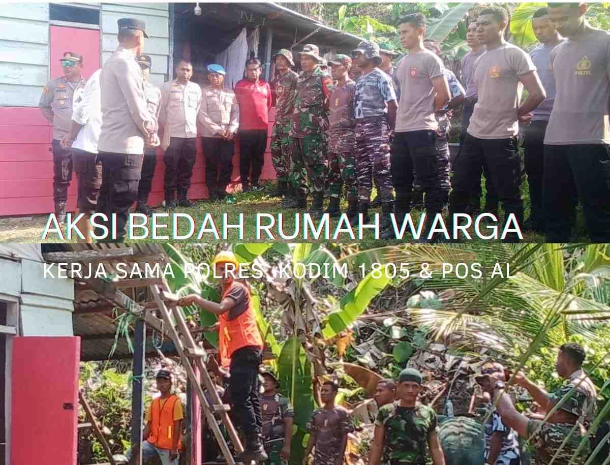 Polres dan Kodim 1805 Raja Ampat Bedah Rumah Warga