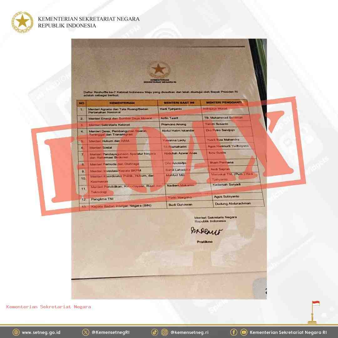 [SIARAN PERS] Hoaks Draft Surat Reshuffle Kabinet Indonesia Maju 