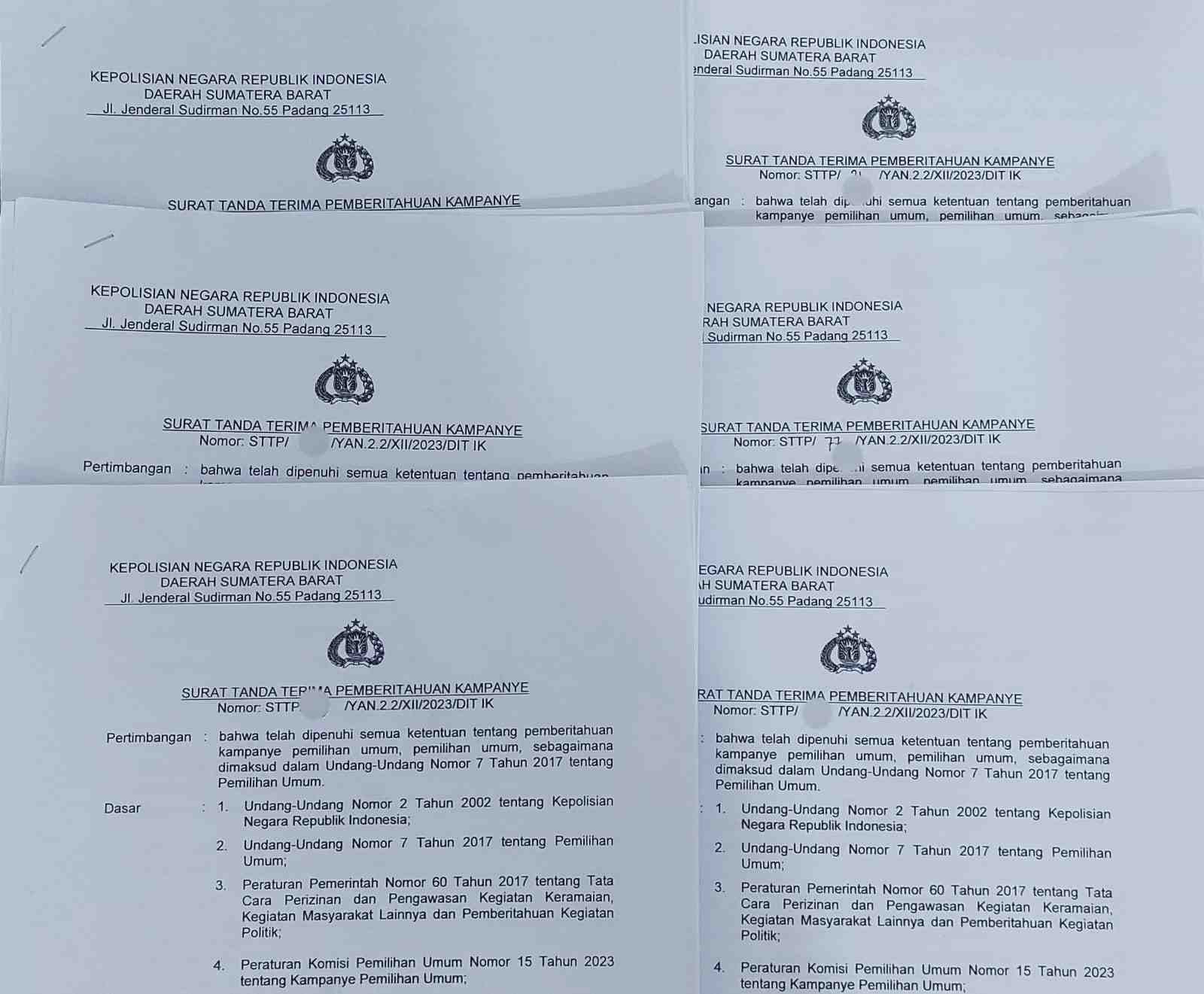 Ciptakan Keamanan dan Kenyaman Jelang Pemilu, Polda Sumbar Terbitkan Ribuan STTP 