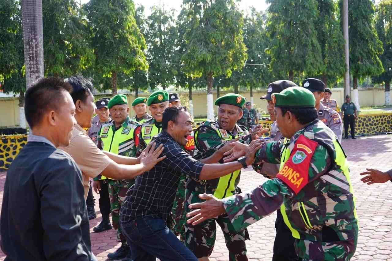 Kodim - Polres Aceh Tamiang Gelar Latihan Gabungan Pengamanan Pemilu Serentak 2024