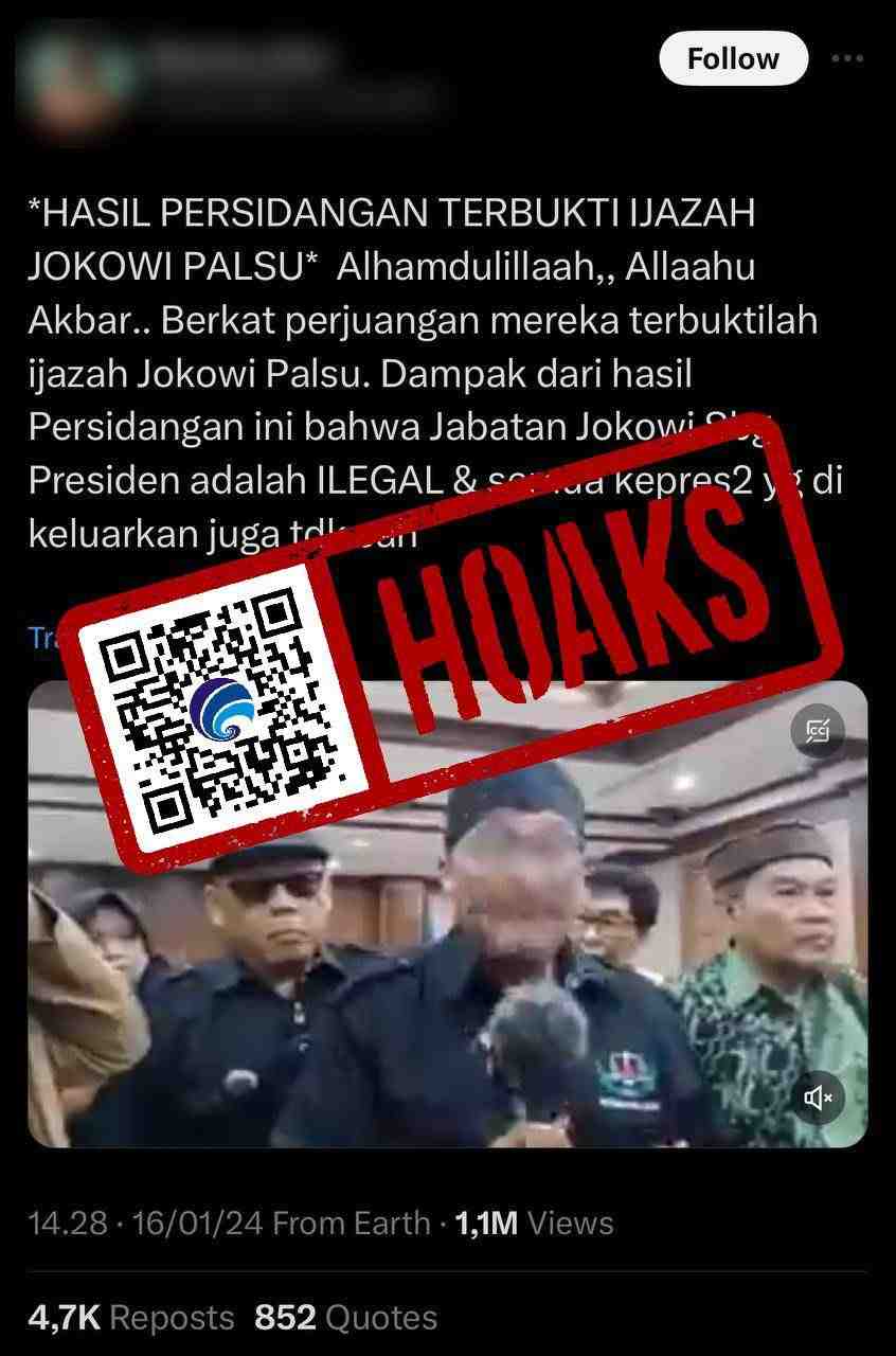 [CEK FAKTA] Ijazah Presiden Jokowi Terbukti Palsu