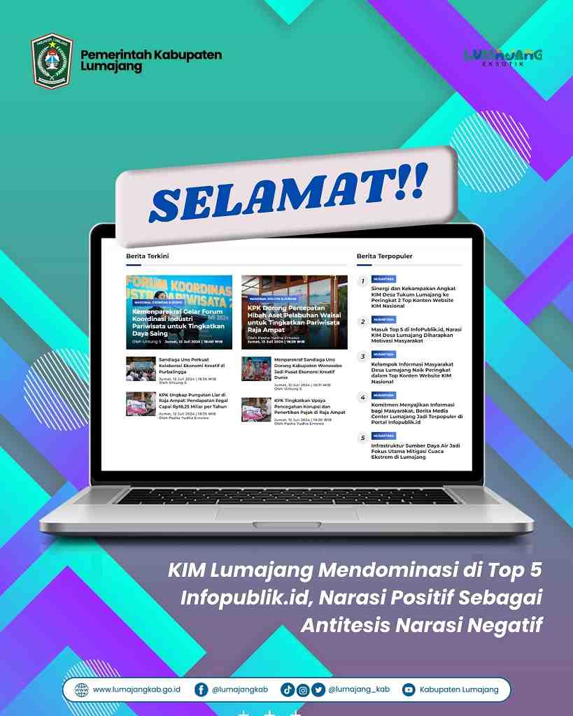 KIM Lumajang Mendominasi di Top 5 Infopublik.id, Narasi Positif Sebagai Antitesis Narasi Negatif