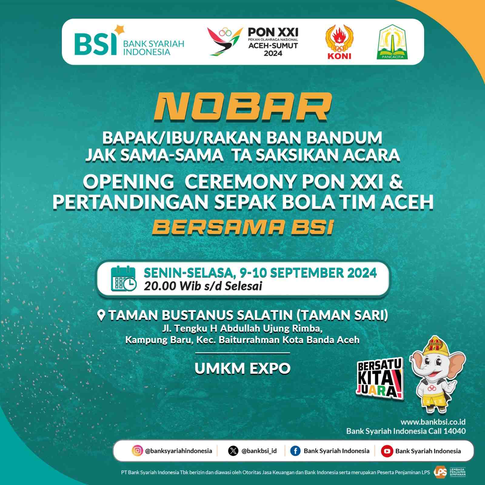 BSI Aceh Gelar Nonton Bareng Opening Ceremony PON XXI di Taman Sari