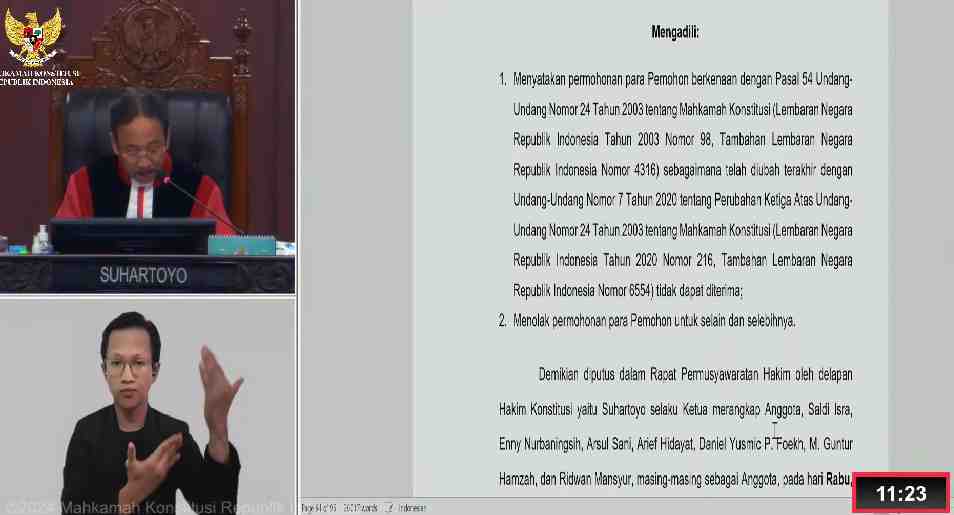 Perkara Kewenangan Jaksa Ajukan PK Tidak Bisa Diterima MK