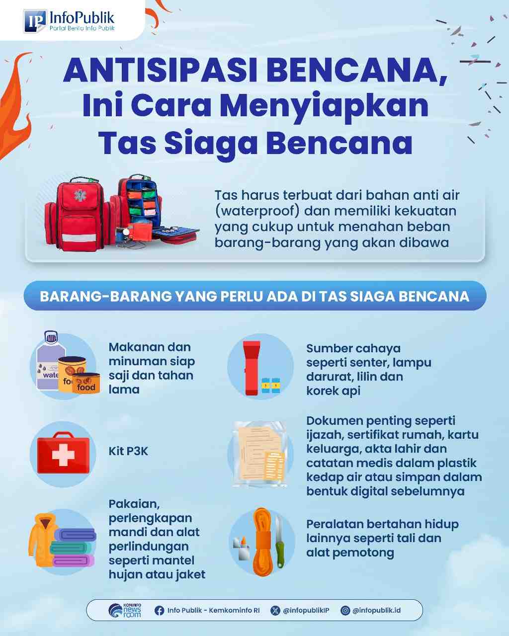 Antisipasi Bencana, Ini Cara Menyiapkan Tas Siaga Bencana
