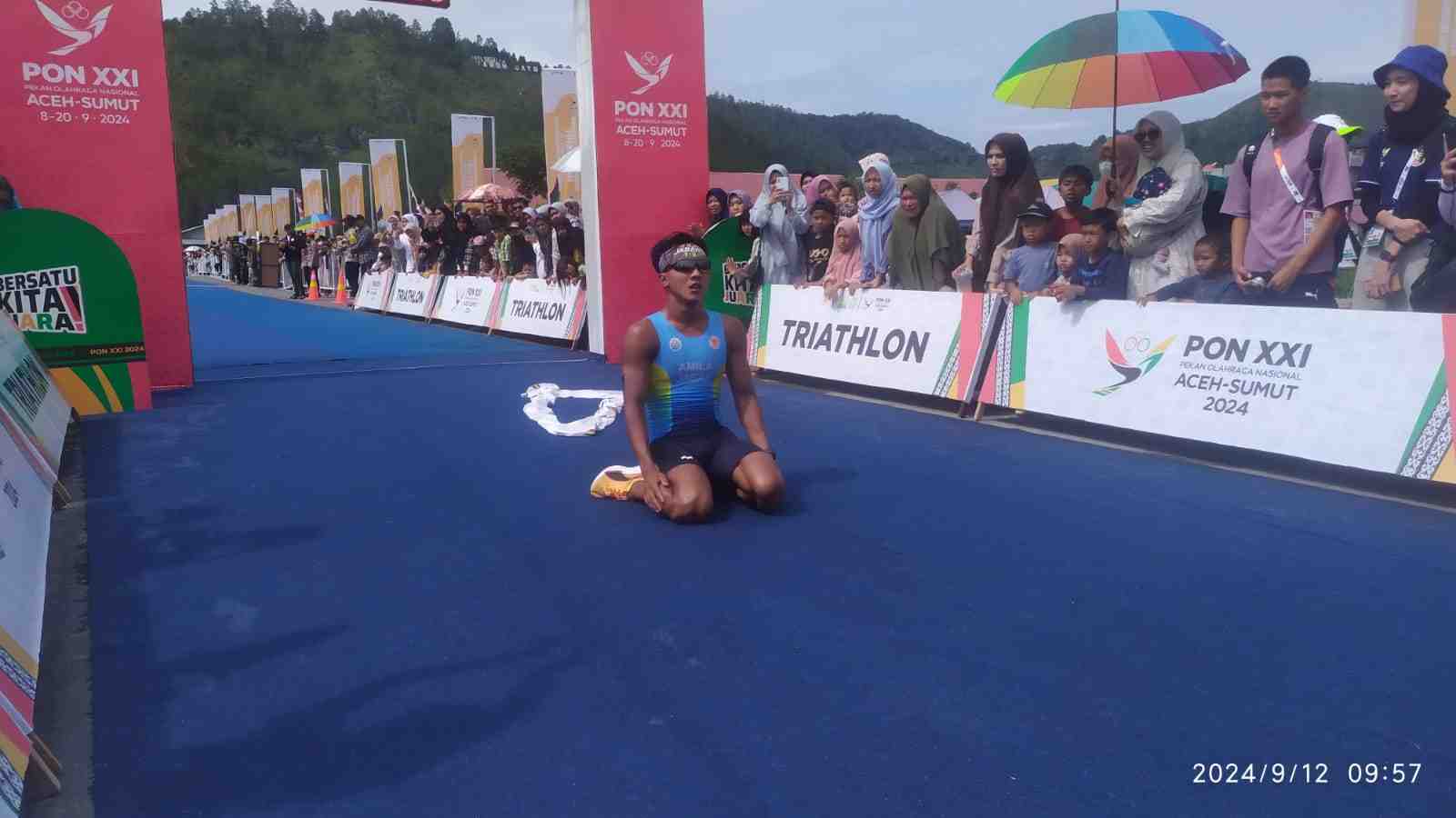 Atlet Jawa Barat Raih Medali Emas Pertama Cabor Triathlon PON XXI di Aceh Tengah