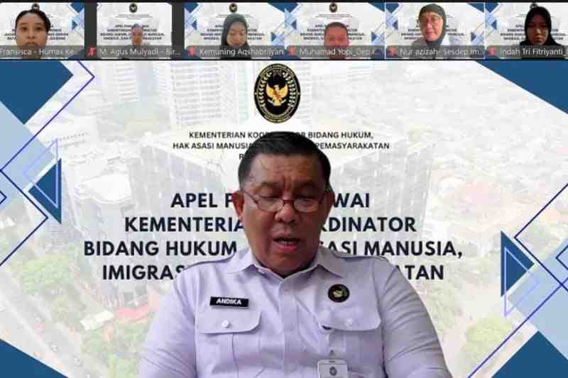 Efisiensi Kerja, Kemenko Kumham Imipas Gelar Apel Virtual Perdana