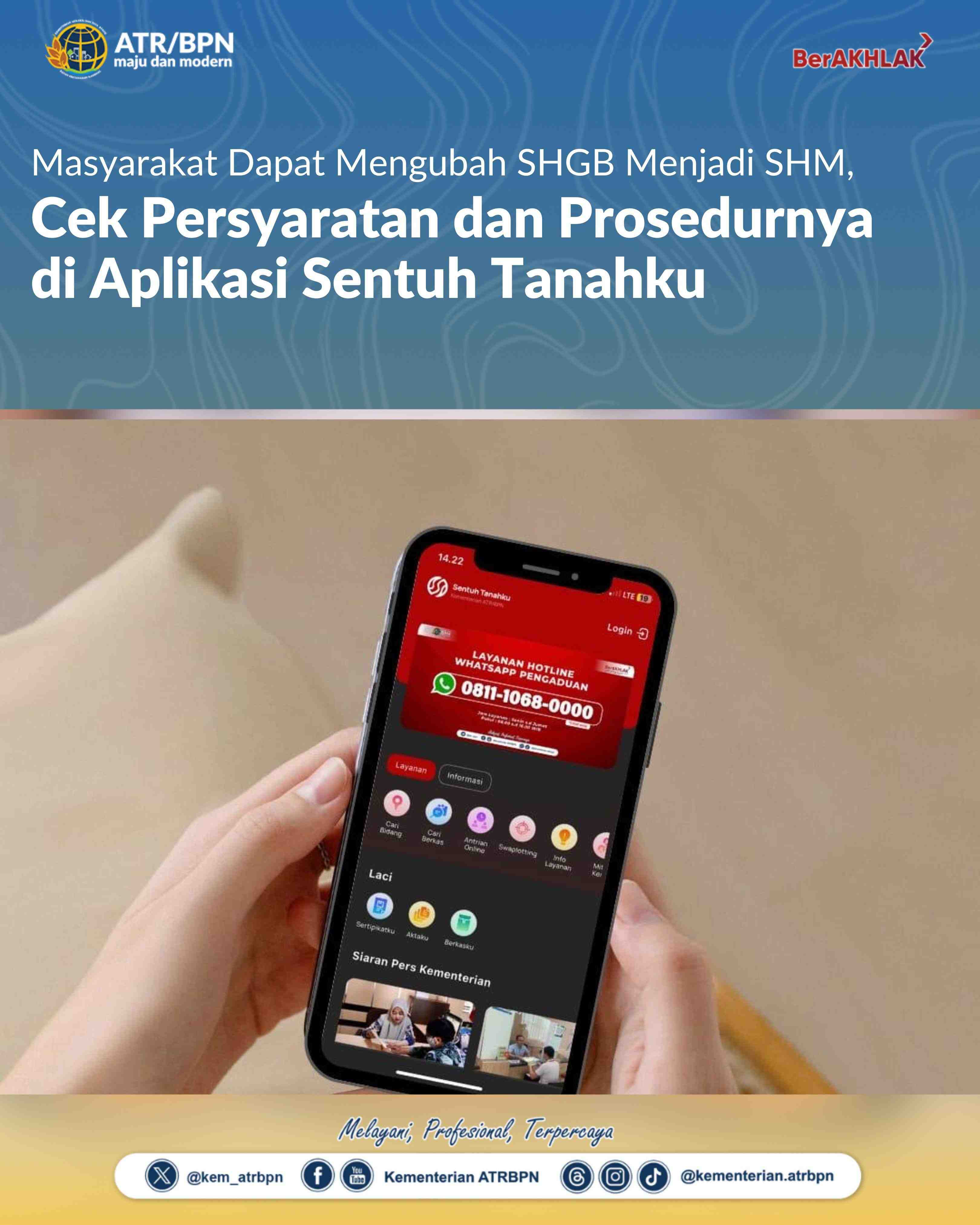 Masyarakat Dapat Mengubah SHGB Menjadi SHM di Aplikasi Sentuh Tanahku