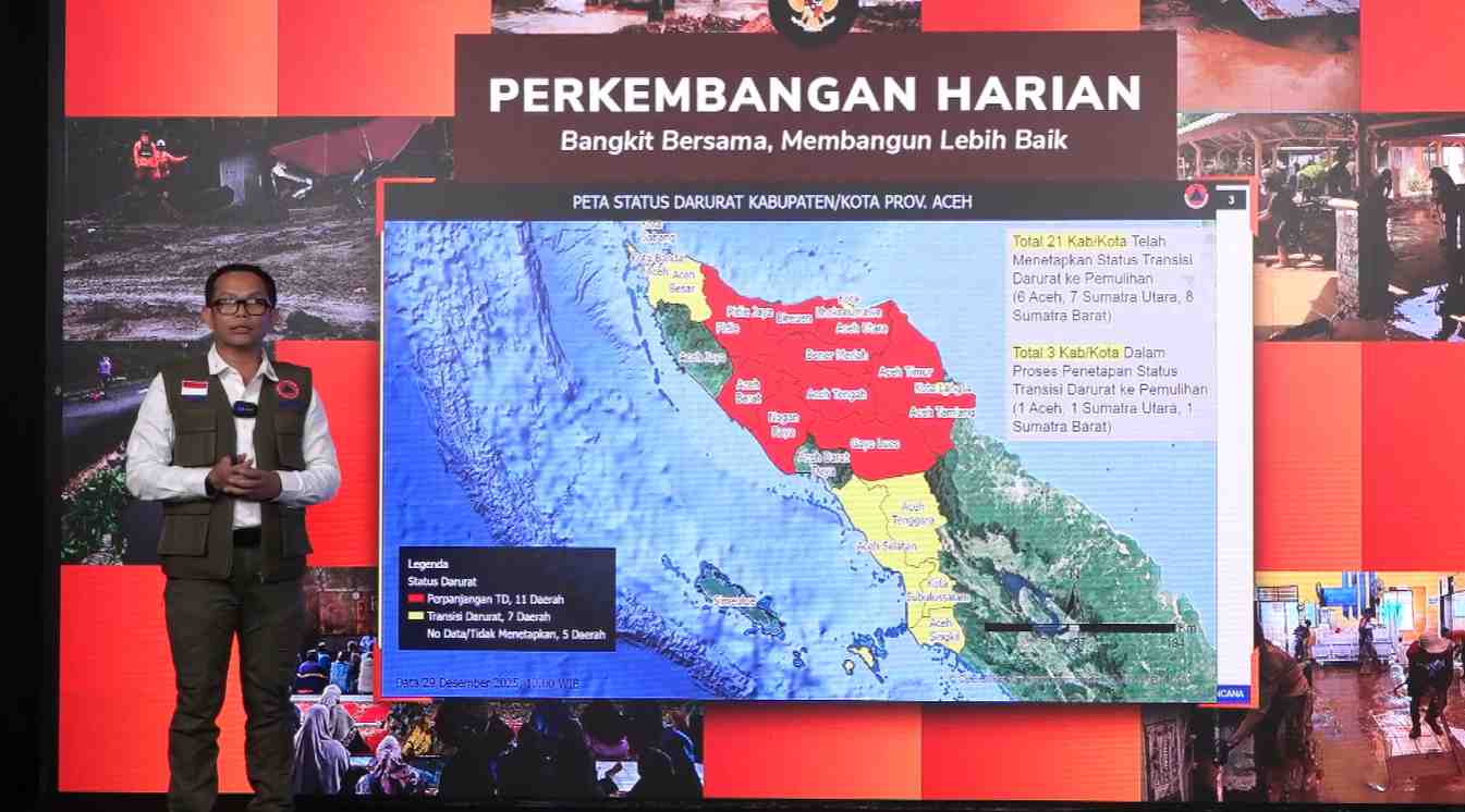 BNPB: 21 Daerah di Sumatra Masuk Fase Transisi Darurat Bencana