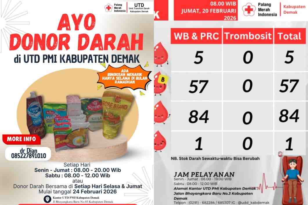 UTD PMI Kabupaten Demak Ajak Masyarakat Donor Darah Selama Ramadan