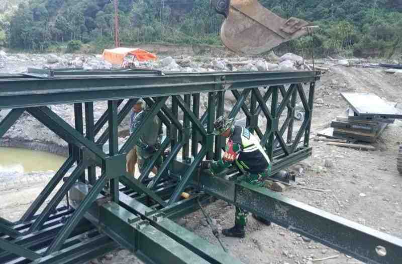 Pembangunan Jembatan Bailey di Desa Bergang Aceh Tengah Capai 44 Persen