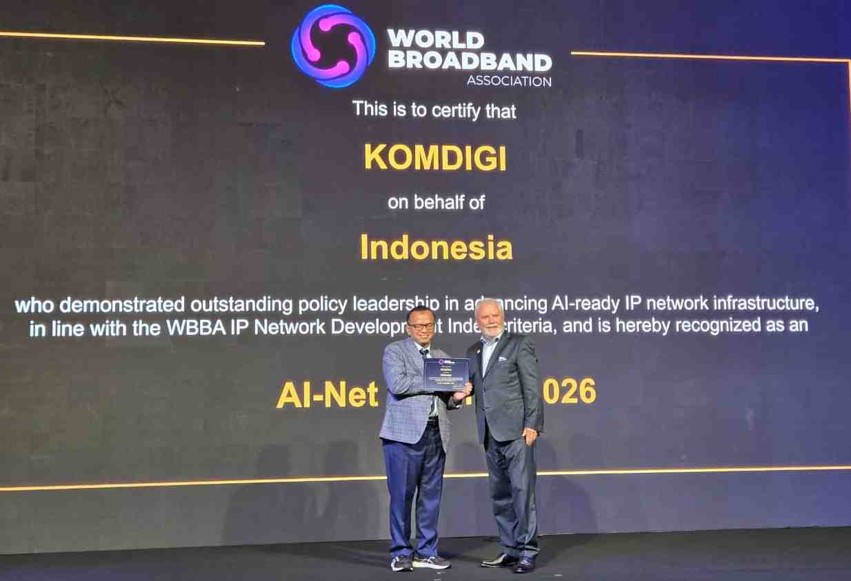 Indonesia Raih AI-Net Certification atas Kesiapan Infrastruktur Digital dari World Broadband Association