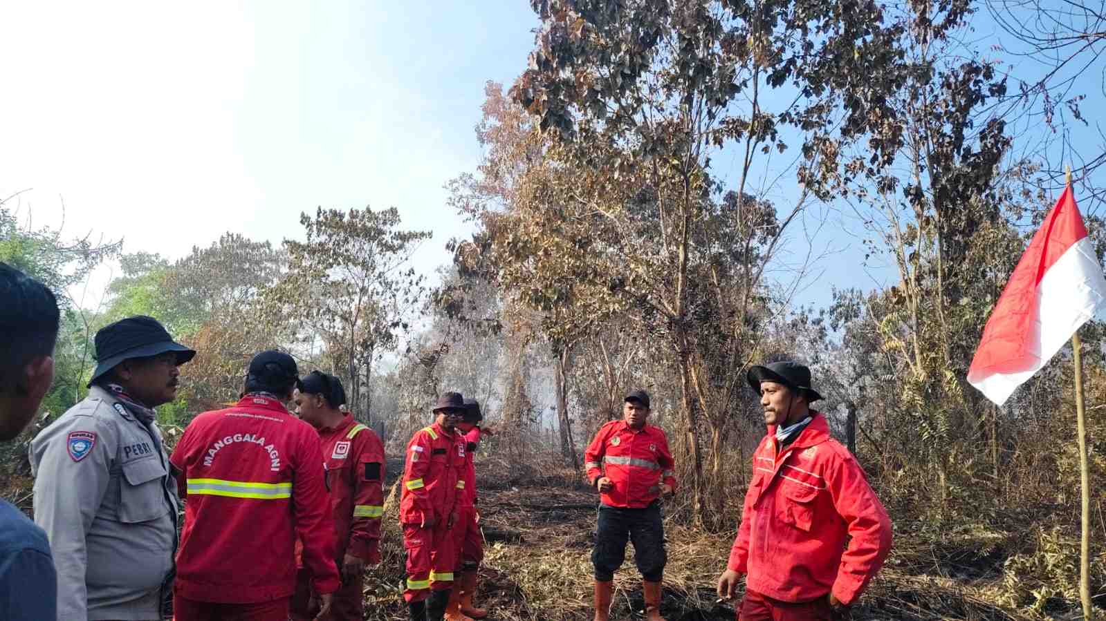 Merah Putih Berkibar di Lokasi Karhutla, Potret Pengabdian Manggala Agni saat HUT RI