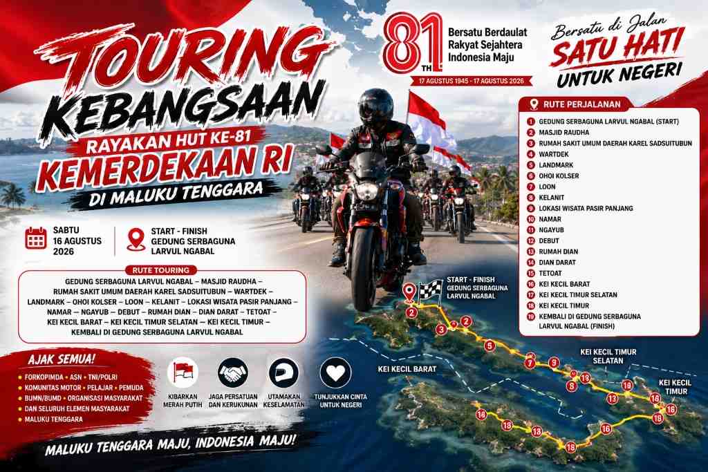 Touring Kebangsaan Susuri Kei Kecil, Merah Putih Dibagikan hingga Pelosok