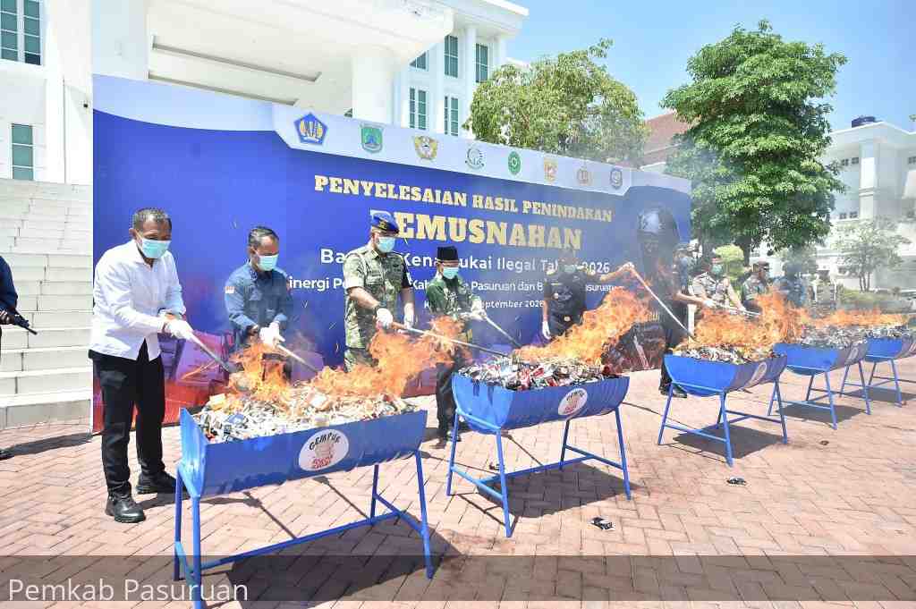 Pemkab Pasuruan bersama Bea Cukai  Musnahkan BKC Ilegal Senilai Rp9,3 miliar