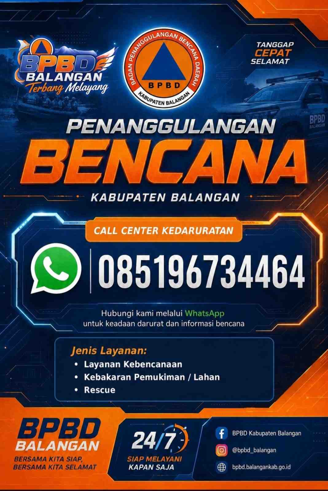 Darurat Bencana di Balangan? Lapor Lewat WhatsApp