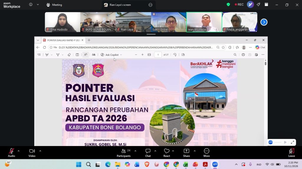 BKAD Provinsi Gorontalo Evaluasi Rancangan Perubahan APBD 2026 Bone Bolango
