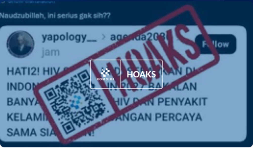 [HOAKS] HIV Sengaja Disebarkan di Indonesia hingga 2027