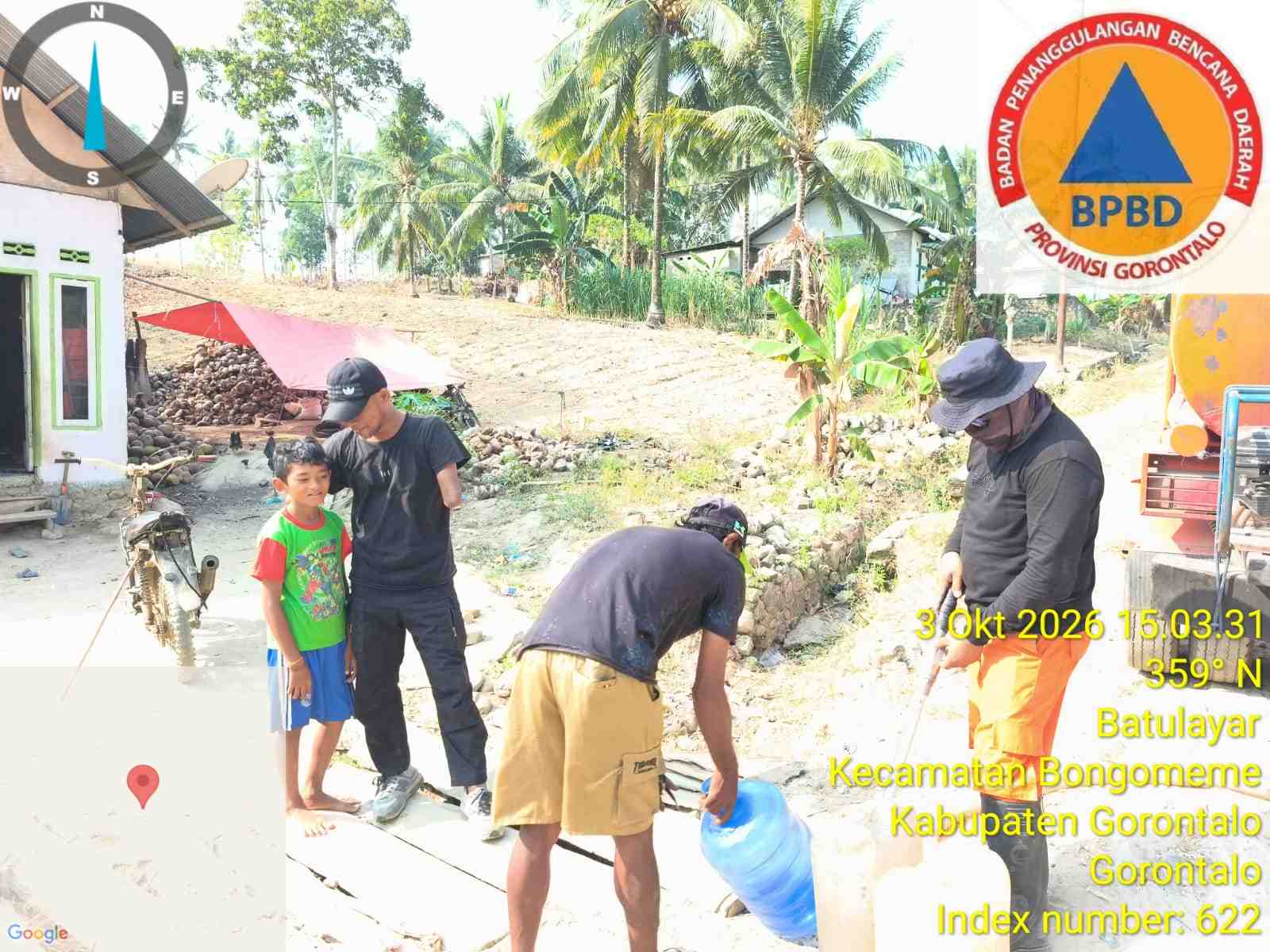 BPBD Gorontalo  Salurkan Air  untuk Warga Terdampak Kekeringan
