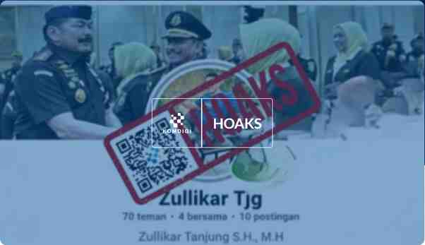 [HOAKS] Akun Facebook Mengatasnamakan Kepala Kejaksaan Tinggi (Kajati) Sulawesi Tengah Zullikar Tanjung