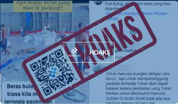 [HOAKS] Pekerja Bermain-main saat Mengemas Beras Bulog